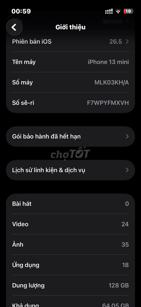 iPhone 13 mini 128GB Xanh dương zin full cn. Mua bán Điện thoại tại Huyện Trảng Bom Đồng Nai được đăng bởi NGUYEN HUY HOANG hình 1