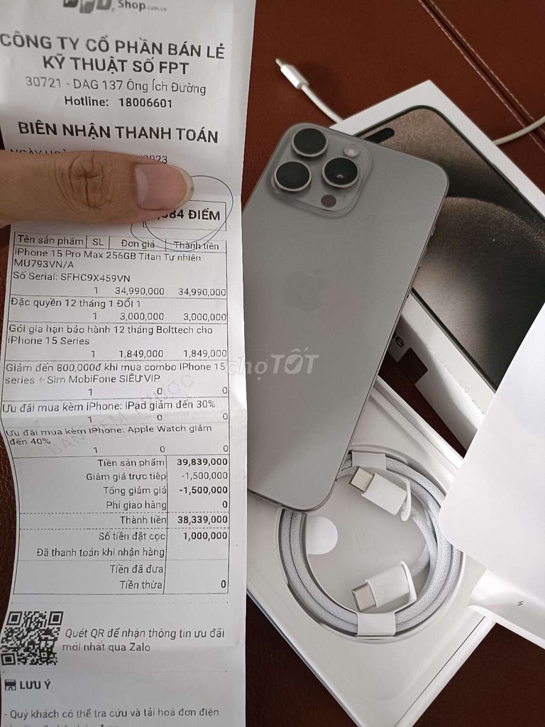 Sale 15 Pro Max 256GB VN/A tự nhiên Keng fullbox