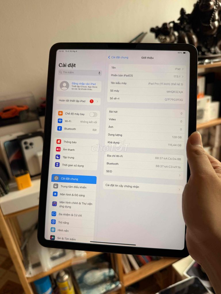 Apple iPad Pro M1 128GB Wifi Xám. Mua bán Máy tính bảng tại Quận Ba Đình Hà Nội được đăng bởi Nguyễn Công Thành hình 1