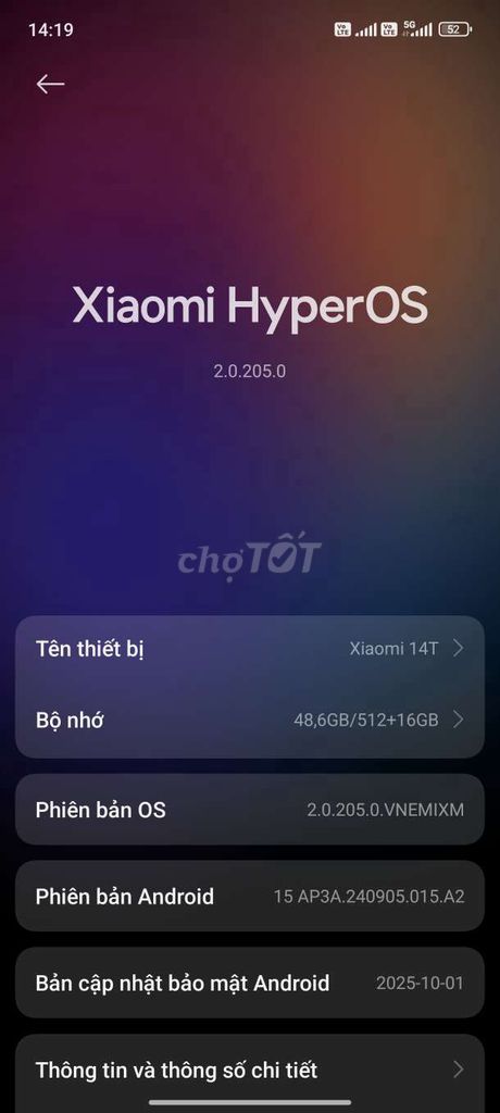Xiaomi 14T 5G 12GB/512GB Đã sử dụng. Mua bán Điện thoại tại Huyện Vĩnh Tường Vĩnh Phúc được đăng bởi Tran Tien Dung hình 1