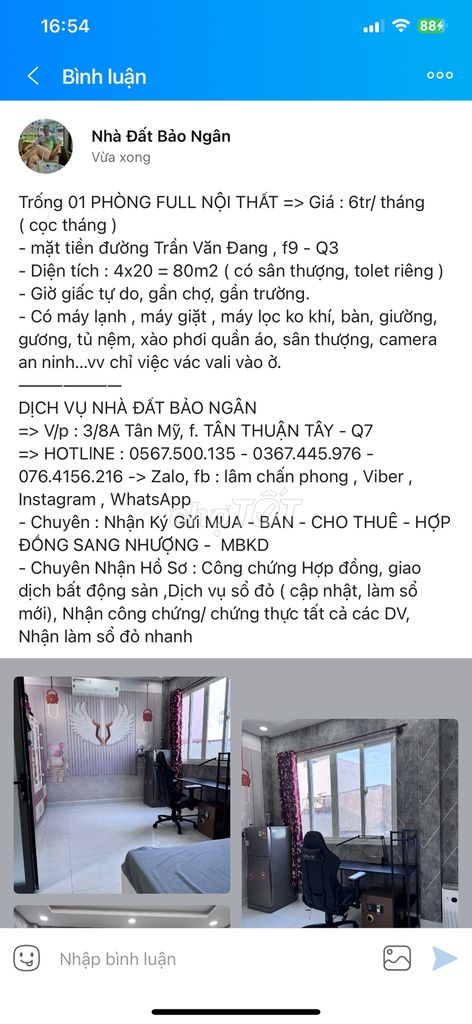 Trống phòng full Nội Thất => 6tr/ tháng