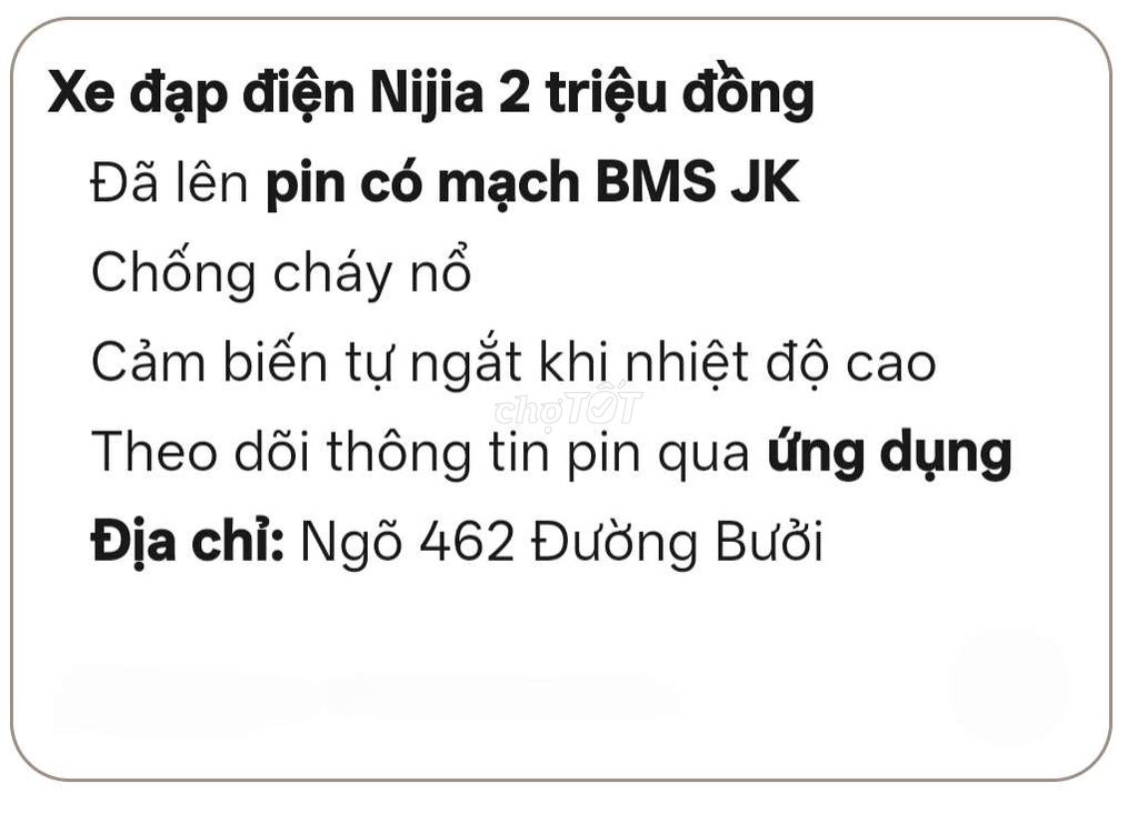 Xe đạp điện Nijia kèm pin. Mua bán Xe điện tại Quận Ba Đình Hà Nội được đăng bởi NAM LÊ hình 1