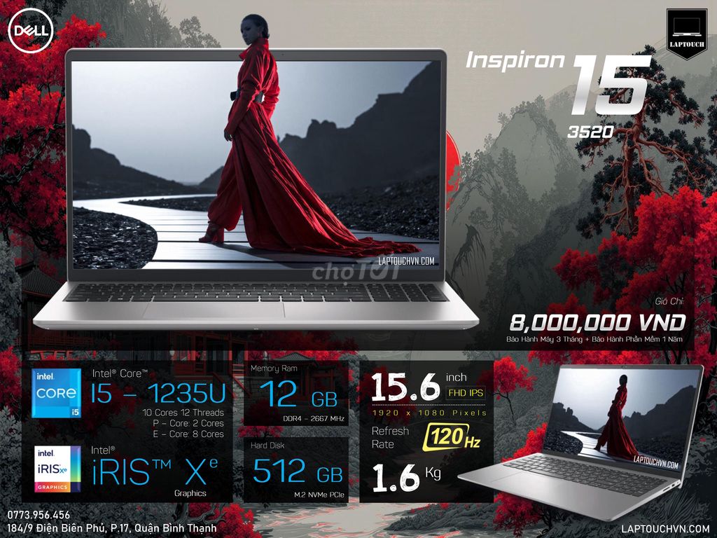 Dell Inspiron 15 3520. Mua bán Laptop tại Quận Bình Thạnh Tp Hồ Chí Minh được đăng bởi Cửa Hàng Máy Tính Laptouch VN hình 1