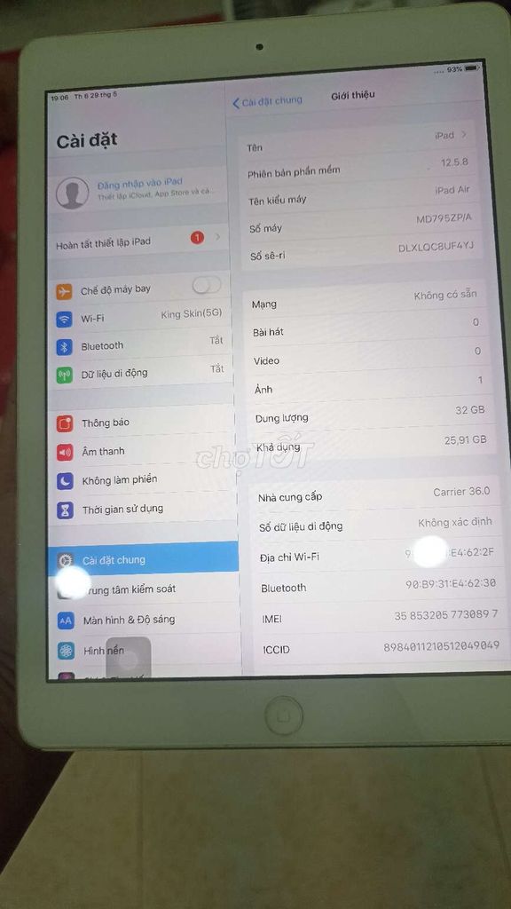 Apple iPad Air 32GB Bạc 4G. Mua bán Máy tính bảng tại Thành phố Cà Mau Cà Mau được đăng bởi Nguyễn Di hình 1