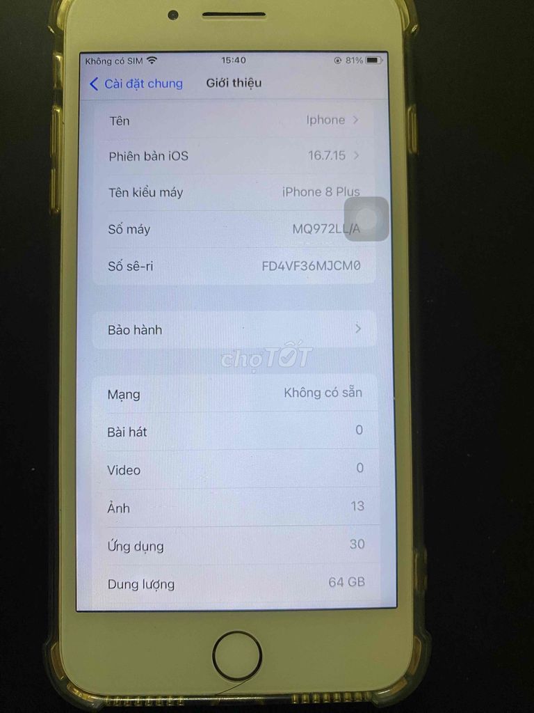 iPhone 8 Plus 64GB Trắng. Mua bán Điện thoại tại Quận Thanh Xuân Hà Nội được đăng bởi Nguyễn Trọng Khánh hình 1