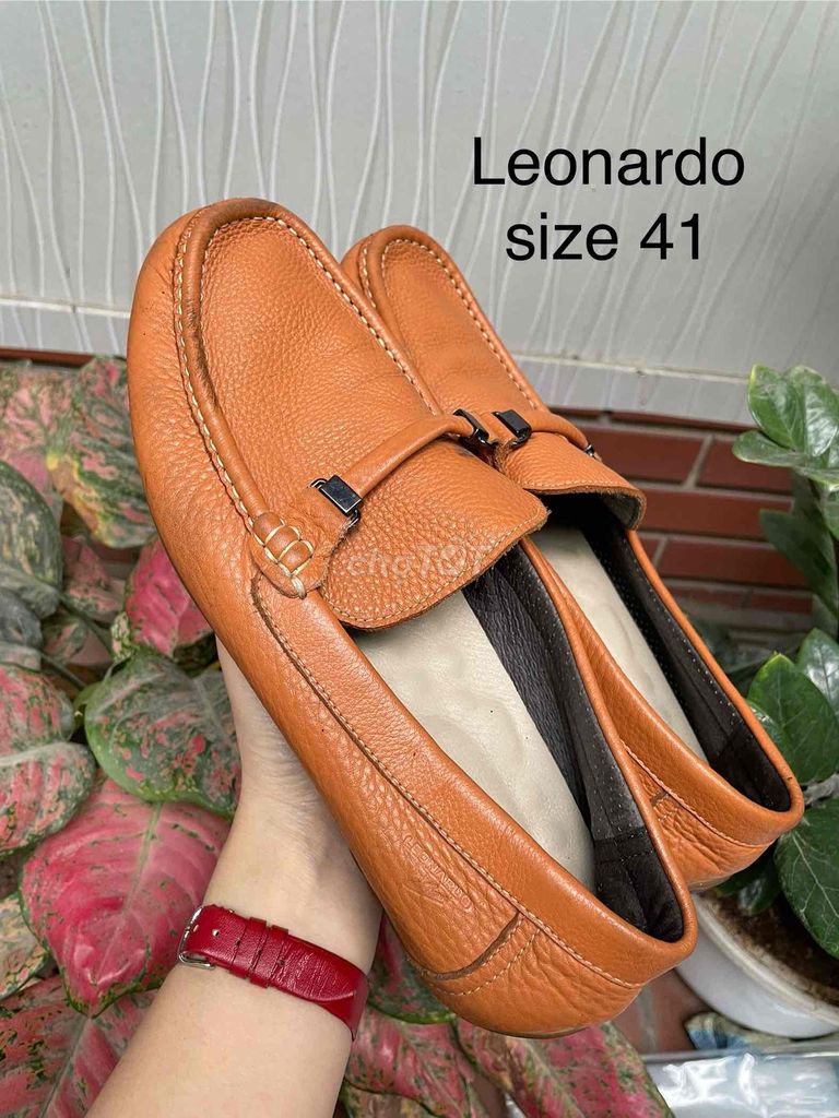 Giày nam da thật dáng lười size 41 hiệu leonardo