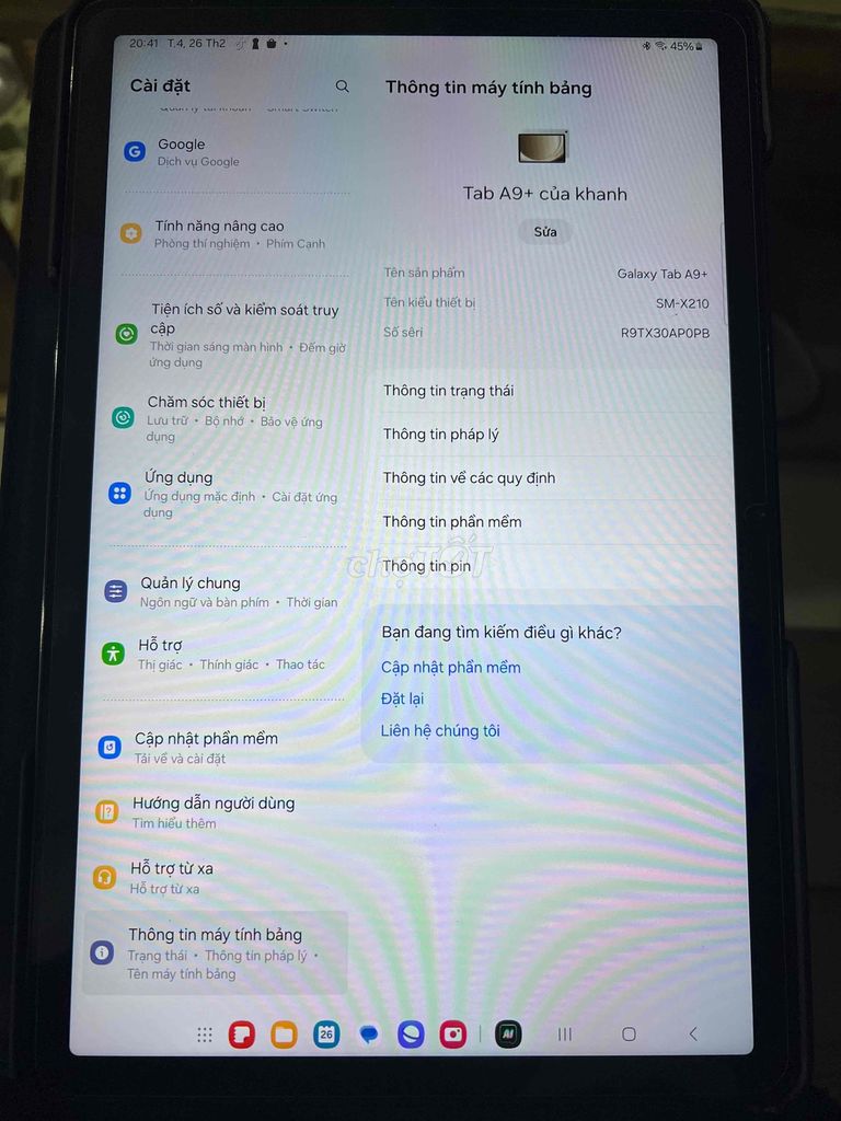 thừa nên bán máy tab a9+ còn bảo hành có fix