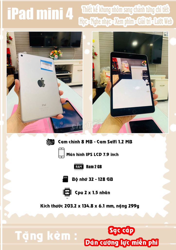 iPad Mini 4 WIFI 32GB-128GB  nguyên Zin từ Mỹ rẻ. Mua bán Máy tính bảng tại Quận 3 Tp Hồ Chí Minh được đăng bởi Em Huy bán máy tính nhỏ gọn Mini PC  hình 4
