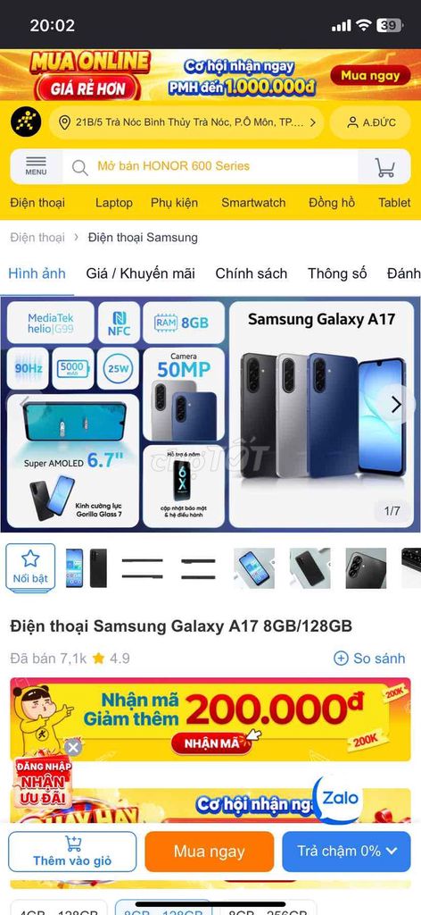 Samsung Galaxy A17 8GB/128GB Đen. Mua bán Điện thoại tại Quận Ninh Kiều Cần Thơ được đăng bởi nguyen van duc hình 1