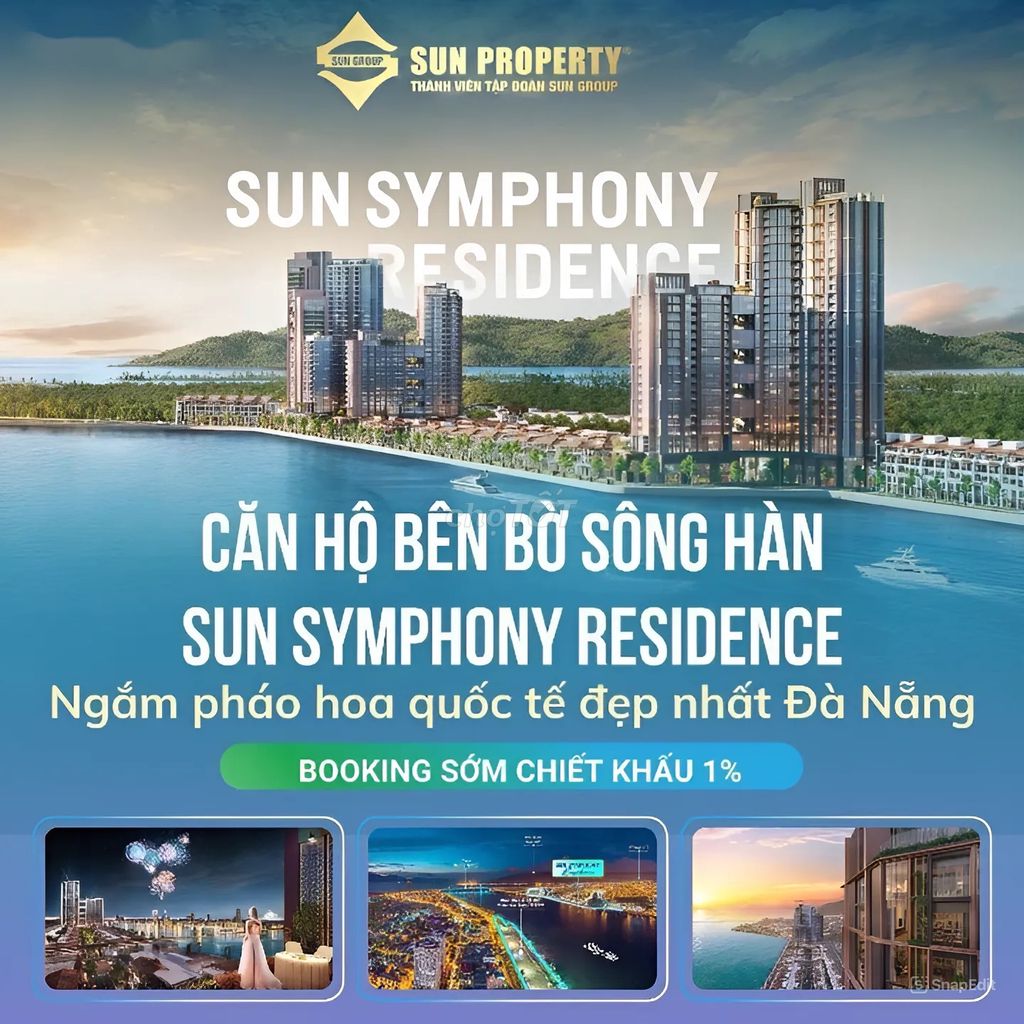 50tr/ booking S3 Sun Symphony ck 1% - căn hộ vip nhất ĐN của Sun Group