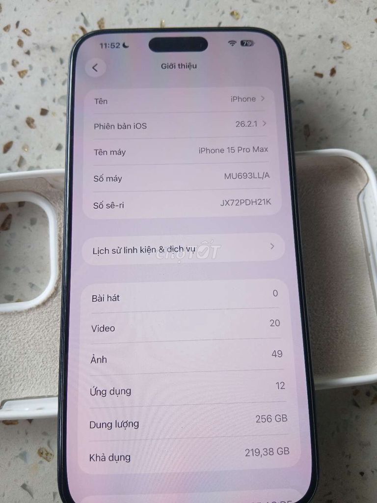 Apple iPhone 15 Pro Max 256GB Đen 86%. Mua bán Điện thoại tại Huyện Gia Lâm Hà Nội được đăng bởi Lương Hải Đăng hình 1