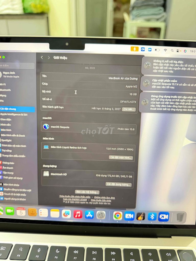 Apple MacBook Air M2 13.6 inch 16GB/256GB. Mua bán Laptop tại Quận Gò Vấp Tp Hồ Chí Minh được đăng bởi Dương Dương hình 1