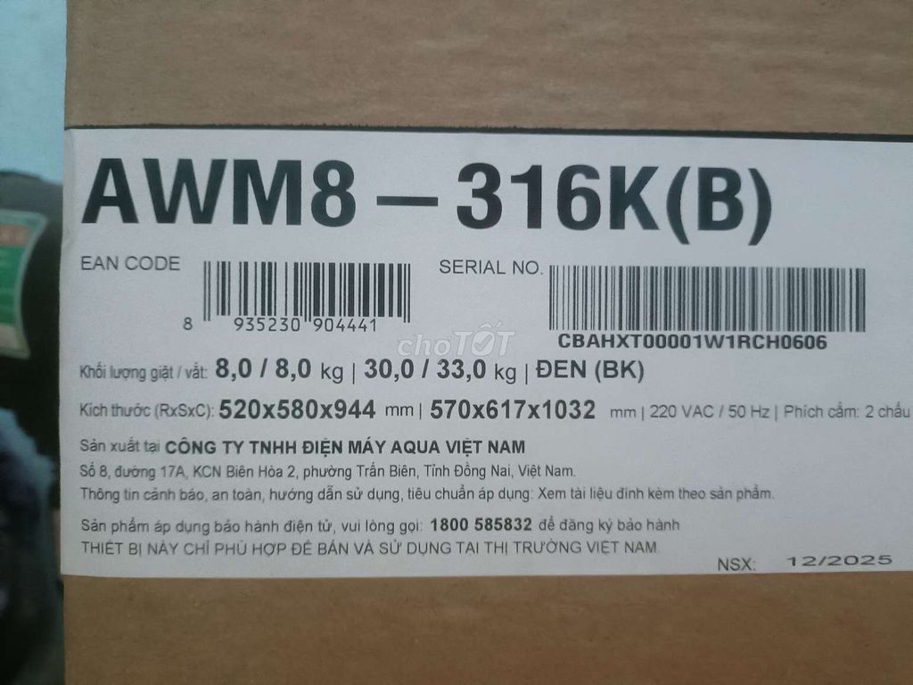 Máy giặt Aqua AWM8-316K(B) 8kg Đen. Mua bán Máy giặt tại Huyện Bình Chánh Tp Hồ Chí Minh được đăng bởi Phan Nhựt Trường hình 1