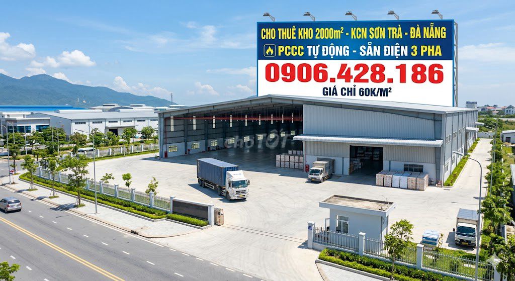 ✅✅ CHO THUÊ KHO 2000M2 KCN SƠN TRÀ - ĐÀ NẴNG CHỈ 60K/M2