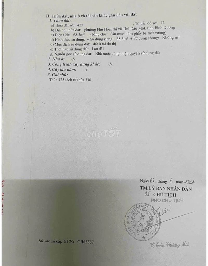 Bán đất có nhà cấp 4 tại Phú Lợi, Thủ Dầu Một