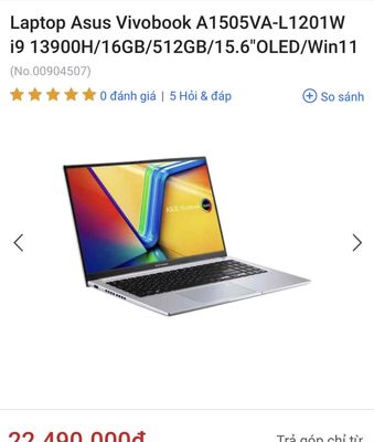 Laptop Asus Vivobook A1505VA-L1201W i9 13900H/16GB