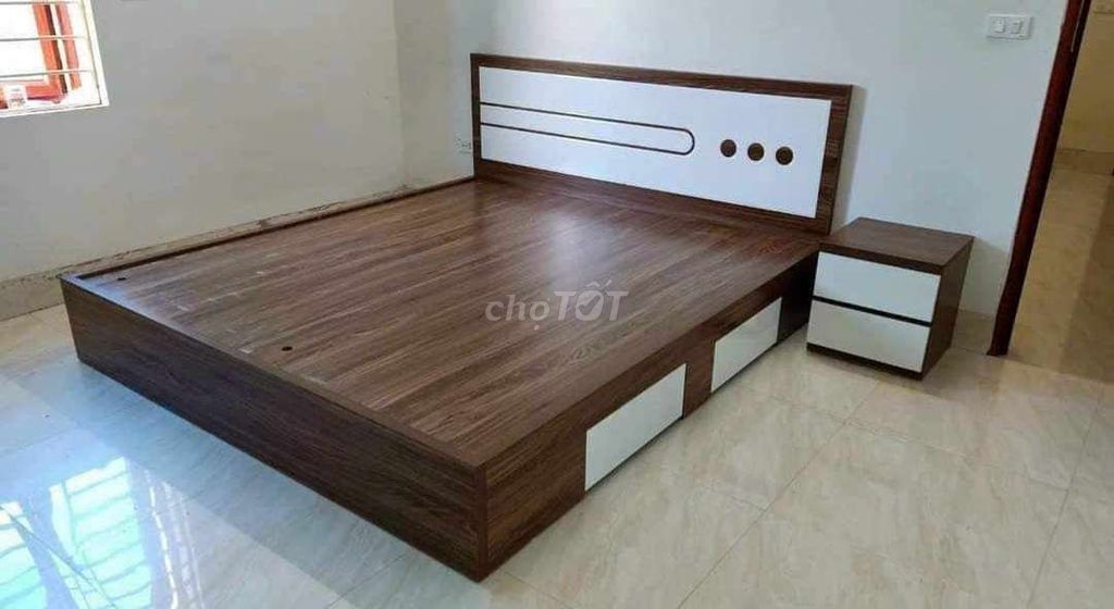 GIƯỜNG (MDF) GỖ CÔNG NGHIỆP 1M8×2M CÓ HỘP KÉO