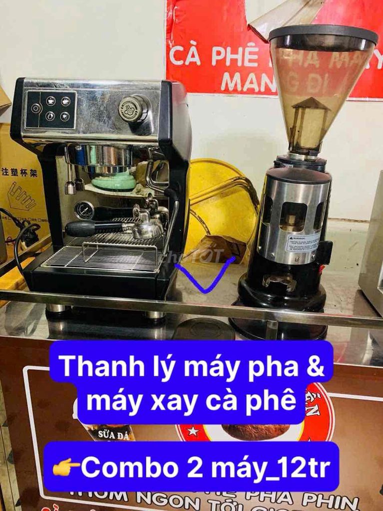 Thanh lý trọn bộ 2 máy pha & xay cà phê