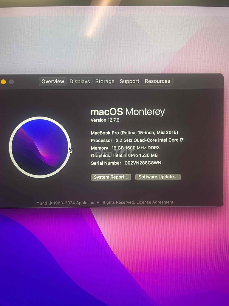 Apple MacBook Pro 2015 i7 15 inch 16GB. Mua bán Laptop tại Quận Nam Từ Liêm Hà Nội được đăng bởi Nguyễn Mạnh Dũng hình 1
