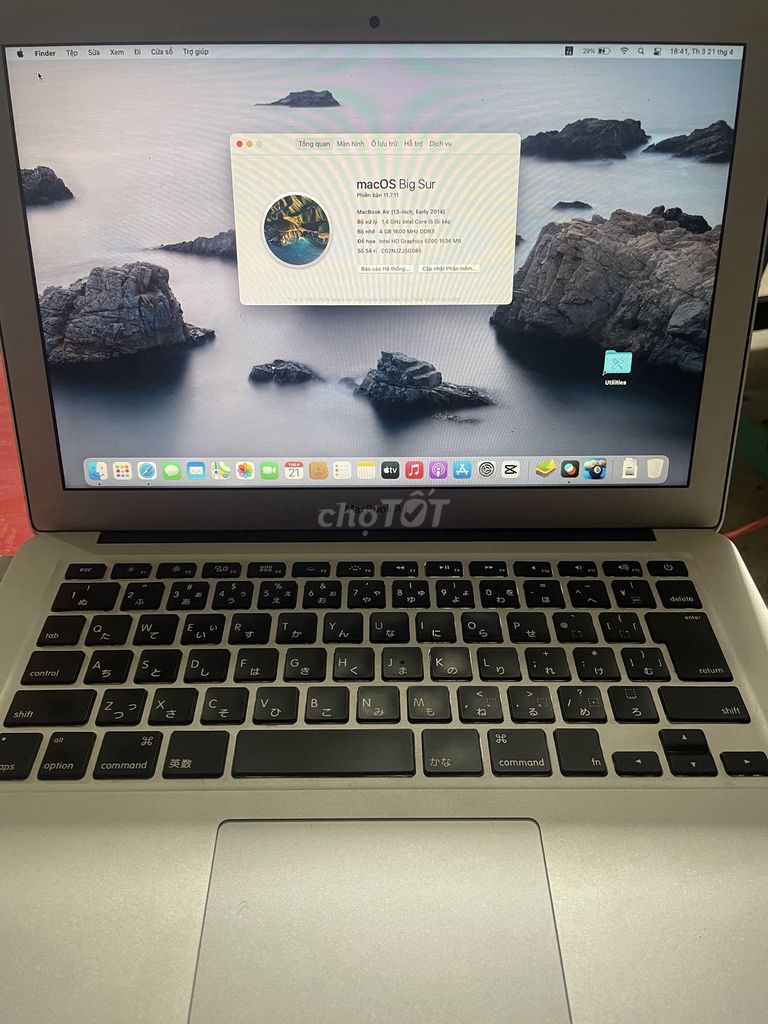 Apple MacBook Air 2014 Bạc. Mua bán Laptop tại Huyện Chư Pưh Gia Lai được đăng bởi Thanh Mai hình 1
