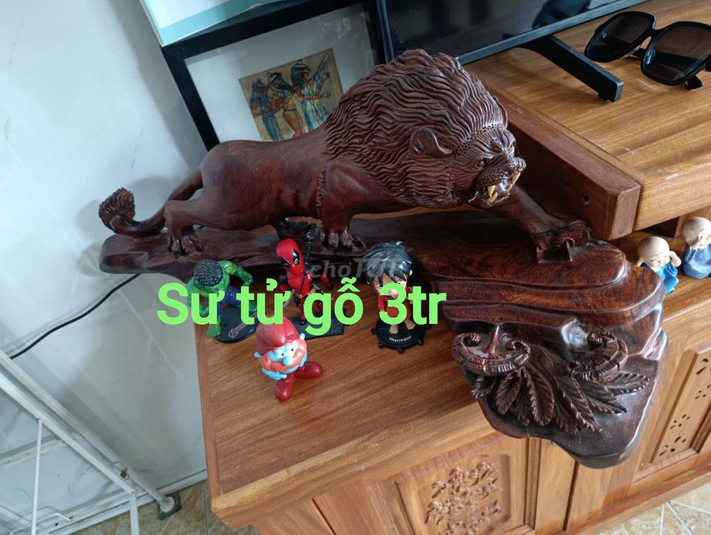 Tượng Sư Tử Gỗ Tự Nhiên Phong Cách Cổ Điển. Mua bán Đồ sưu tầm, đồ cổ tại Quận Ngũ Hành Sơn Đà Nẵng được đăng bởi Vo Thao Ly  hình 1