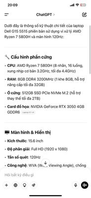 Dell G15 5515 ryzen 7 5800H. Mua bán Laptop tại Huyện Nhơn Trạch Đồng Nai được đăng bởi Cảnh Toàn Nguyễn