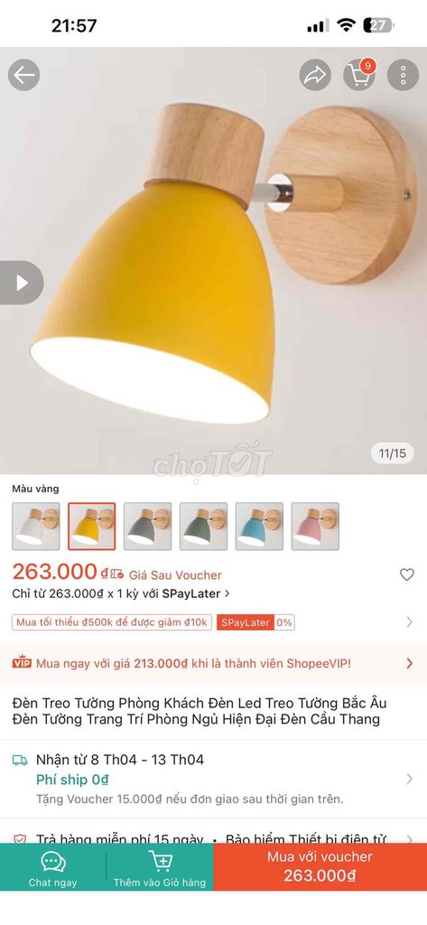 Đèn treo tường Bắc Âu Vàng. Mua bán Đèn tại Huyện Hóc Môn Tp Hồ Chí Minh được đăng bởi Tạp Hoá Shopee hình 1