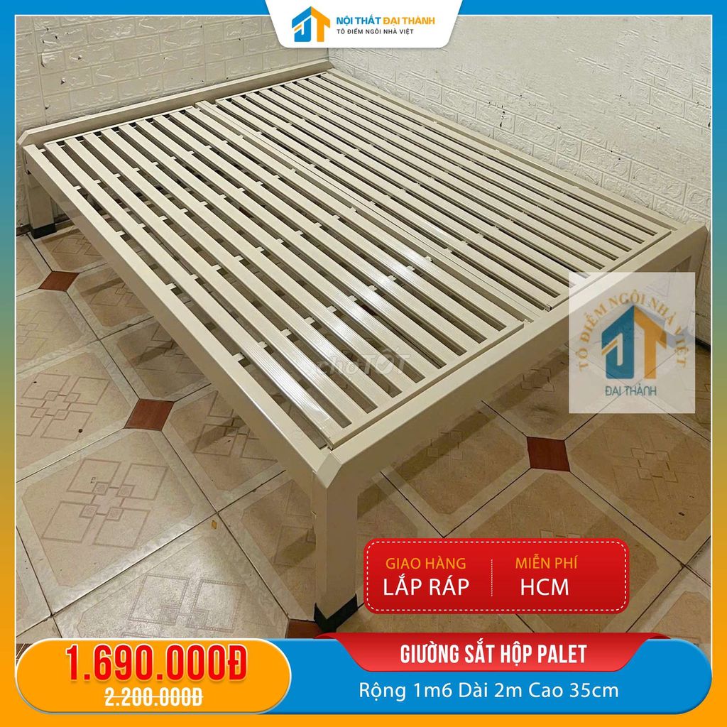 Giường sắt Pallet 1M6X2M giá rẻ - giao hỏa tốcHCM. Mua bán Giường, chăn ga gối nệm tại Quận Tân Phú Tp Hồ Chí Minh được đăng bởi NỘI THẤT ĐẠI THÀNH hình 1