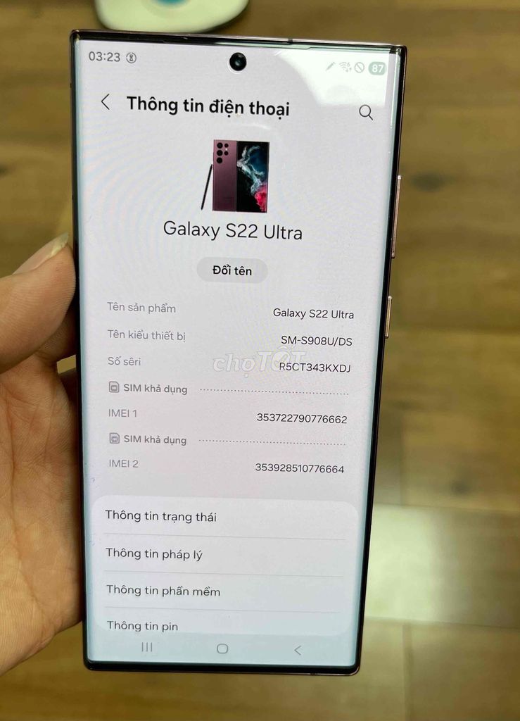 Samsung Galaxy S22 Ultra 128GB Tím. Mua bán Điện thoại tại Thành phố Long Khánh Đồng Nai được đăng bởi Dũng hình 1