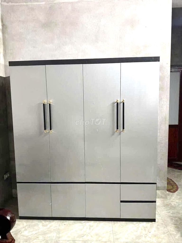 Tủ 4 cánh., mở màu ghi sang chảnh kt 180*160