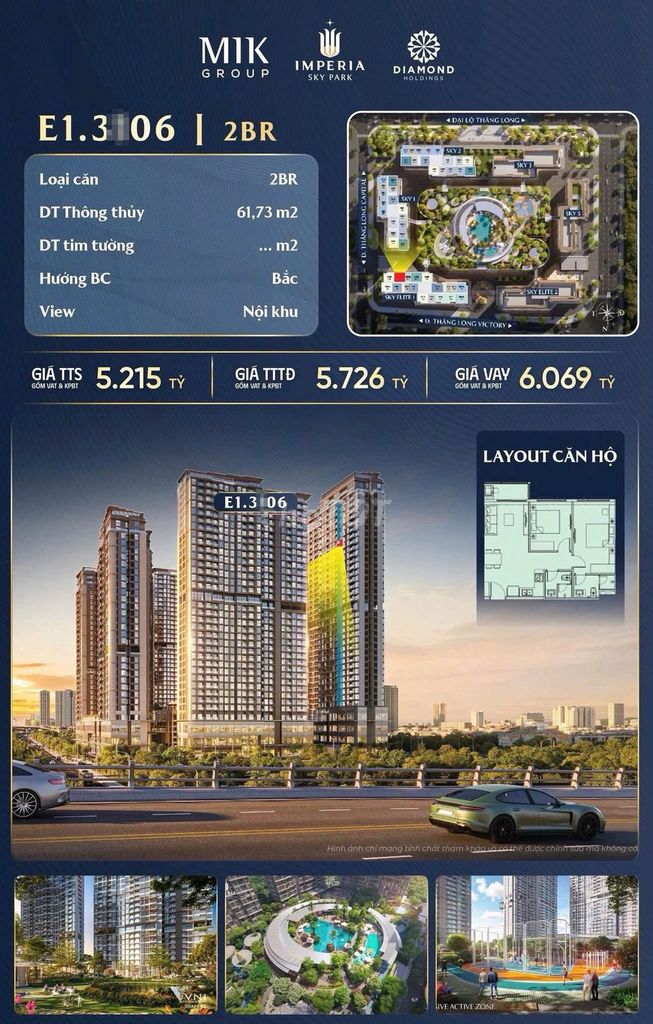 Продажа 2-комн. квартиры Imperia Sky Park, Запад Ханоя, от 5 млрд