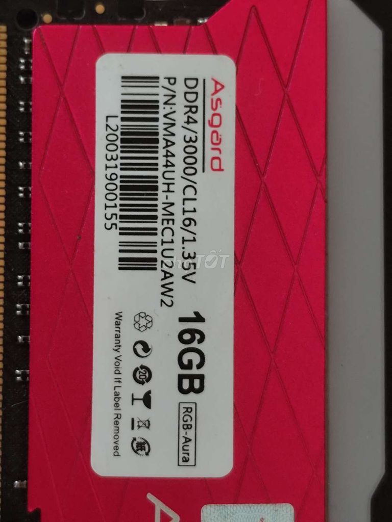 RAM Asgard DDR4/3000 16GB Đỏ. Mua bán Linh kiện (RAM, Card...) tại Huyện Yên Khánh Ninh Bình được đăng bởi Quyet Nguyen hình 1