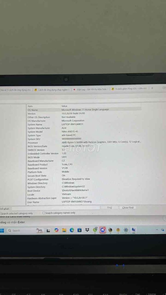 Acer Nitro 5 AN515-45 AMD Ryzen 5. Mua bán Laptop tại Huyện Củ Chi Tp Hồ Chí Minh được đăng bởi Nguyễn Văn Thế Hoàng hình 1