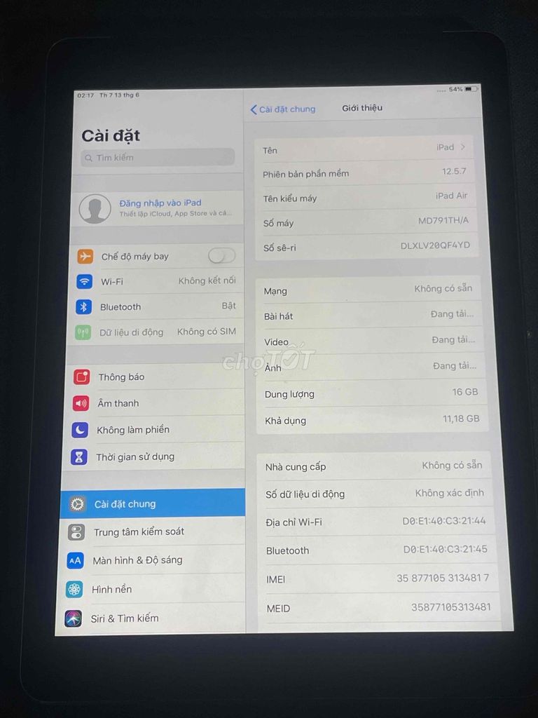Apple iPad Air 16GB Xám iOS 12.5.7. Mua bán Máy tính bảng tại Quận 8 Tp Hồ Chí Minh được đăng bởi ngothanhdieungo hình 1