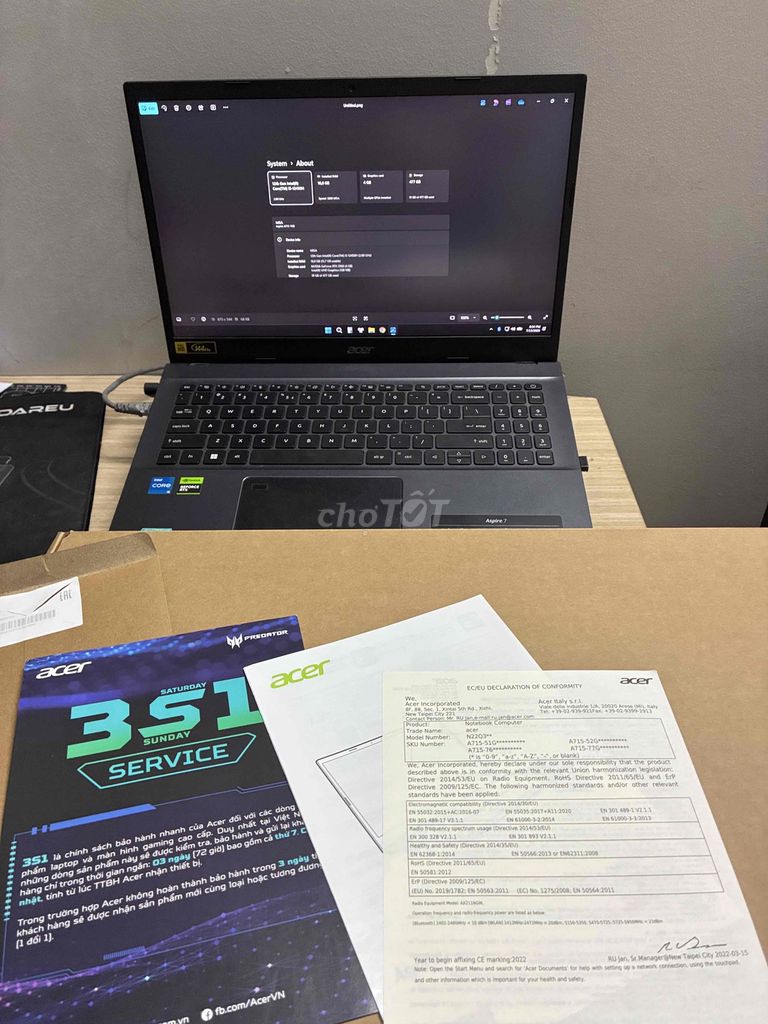 Acer Aspire 7 A715-76G i5-12450H 16GB/512GB 2050. Mua bán Laptop tại Quận 6 Tp Hồ Chí Minh được đăng bởi Dũng BĐS Tín Hưng hình 1
