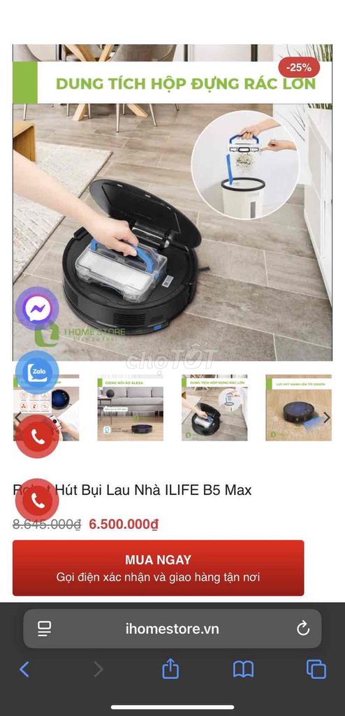 Robot hút bụi ILIFE B5 Max Đen. Mua bán Thiết bị vệ sinh, nhà tắm tại Quận Bắc Từ Liêm Hà Nội được đăng bởi Tuấn Tú hình 1