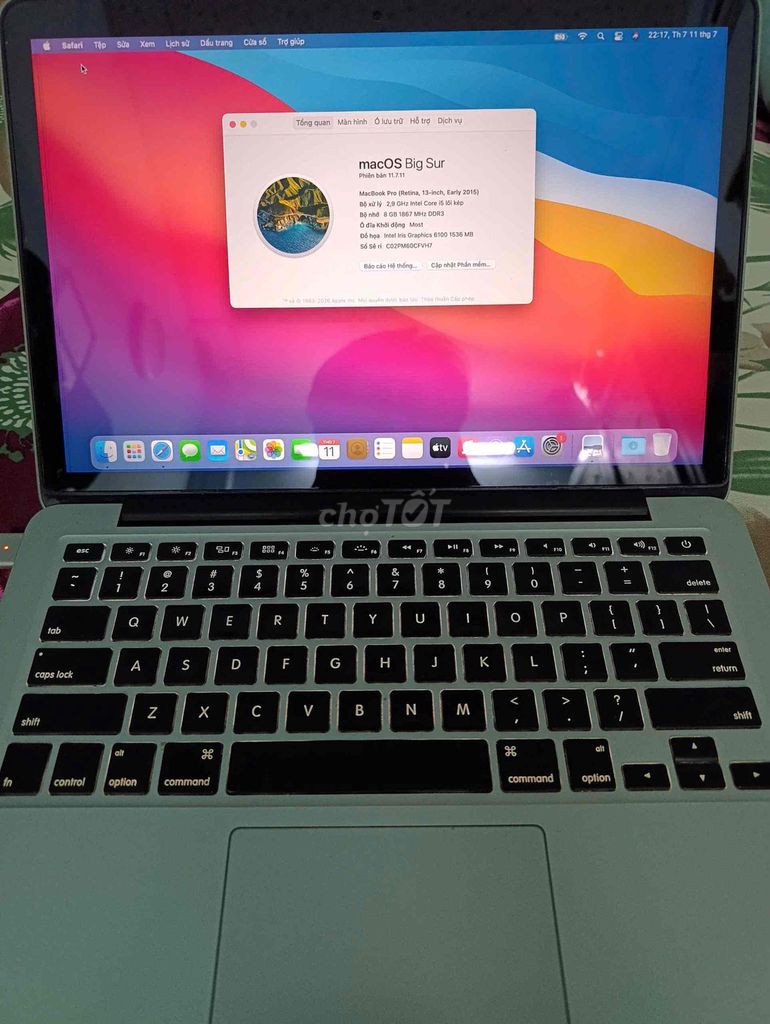 Apple MacBook Pro Core i5 8GB Bạc 2015. Mua bán Laptop tại Thành phố Thủ Đức Tp Hồ Chí Minh được đăng bởi Nguyên hình 1