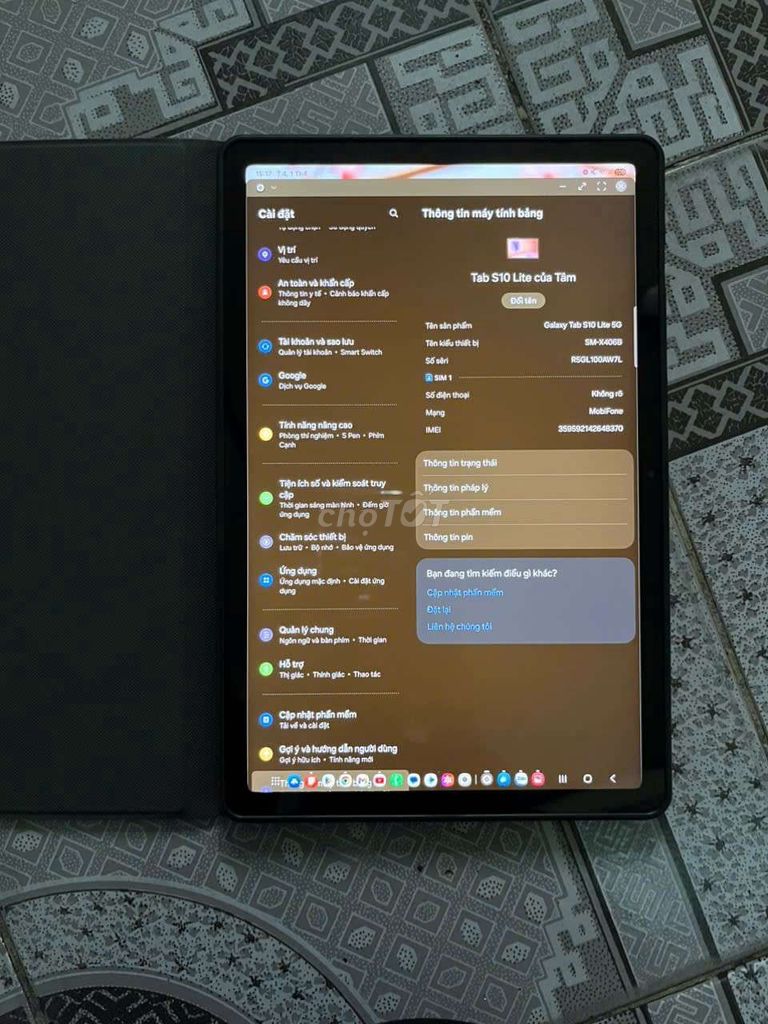 Samsung Galaxy Tab S10 Lite 5G 8GB/128GB Xám cònbh. Mua bán Máy tính bảng tại Quận 6 Tp Hồ Chí Minh được đăng bởi tran tam hình 1