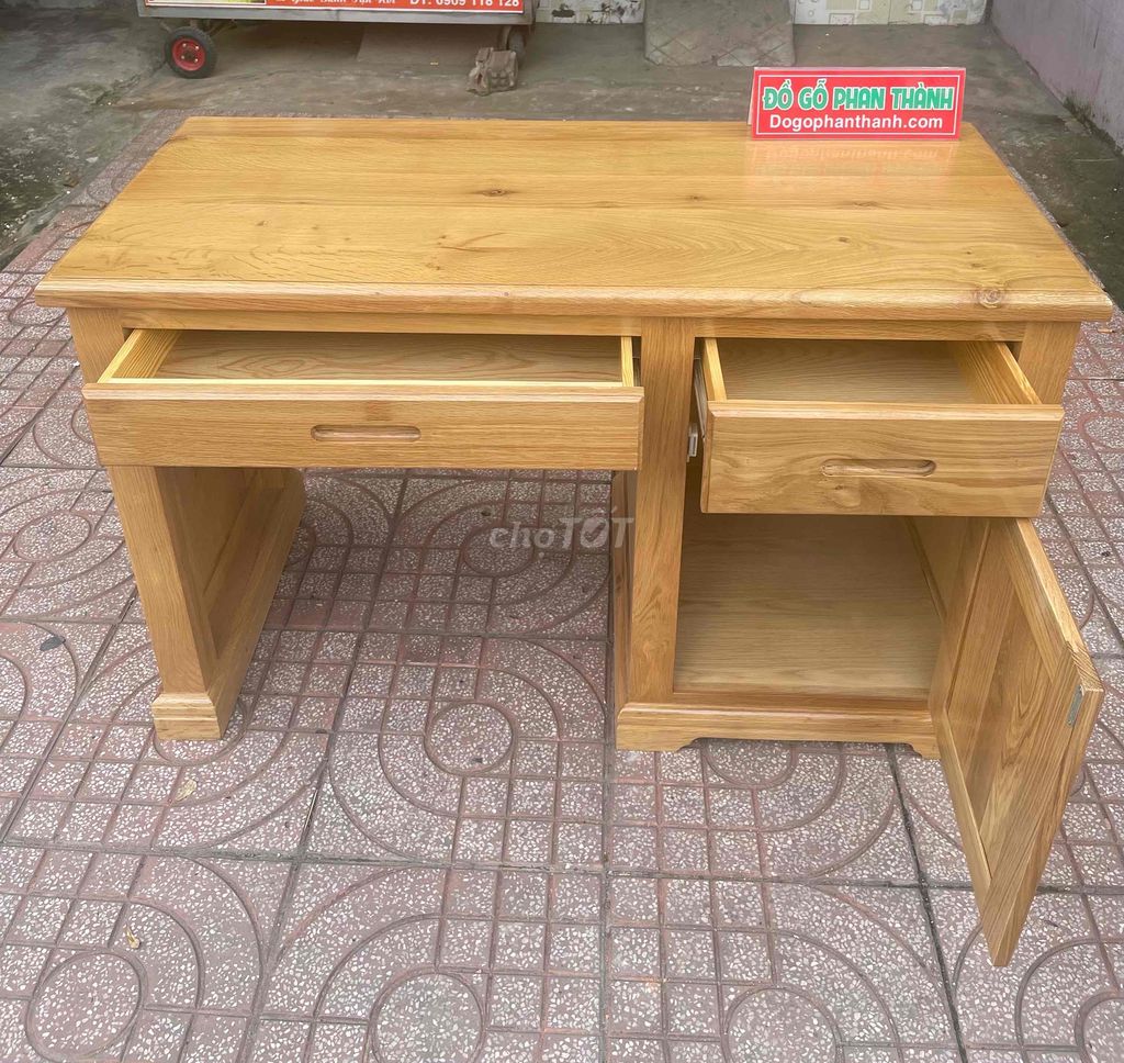 Bàn làm việc gỗ sồi mỹ 1m2