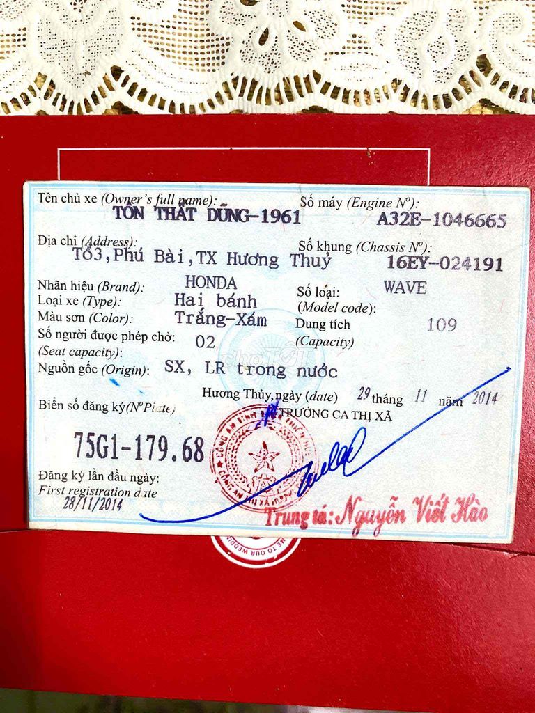 Wave 2014 1 chủ bán đổi xe mới. Mua bán Xe máy tại Thị xã Hương Thủy Thừa Thiên Huế được đăng bởi Tôn Thất Huy hình 6