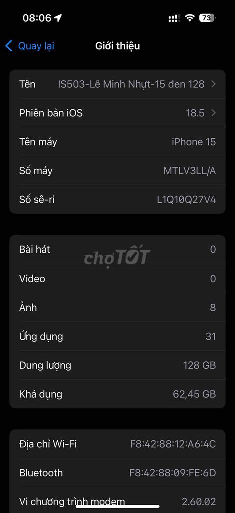 dt iphone 128g xuat xu ll/a