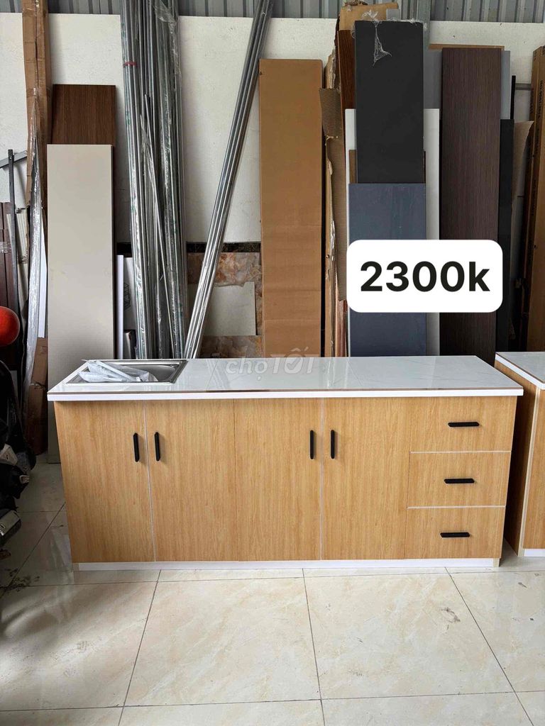 Tủ bếp Nhựa Đài Loan Vân gỗ 2m // kèm bồn vòi. Mua bán Tủ, kệ gia đình tại Quận Bình Tân Tp Hồ Chí Minh được đăng bởi Nội Thất Giá Xưởng hình 1