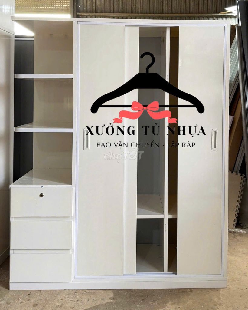 Tủ quần áo Nhựa Đài Loan Trắng 1m8x1m45x45cm. Mua bán Tủ, kệ gia đình tại Quận 11 Tp Hồ Chí Minh được đăng bởi Cửa Hàng Nội Thất hình 1