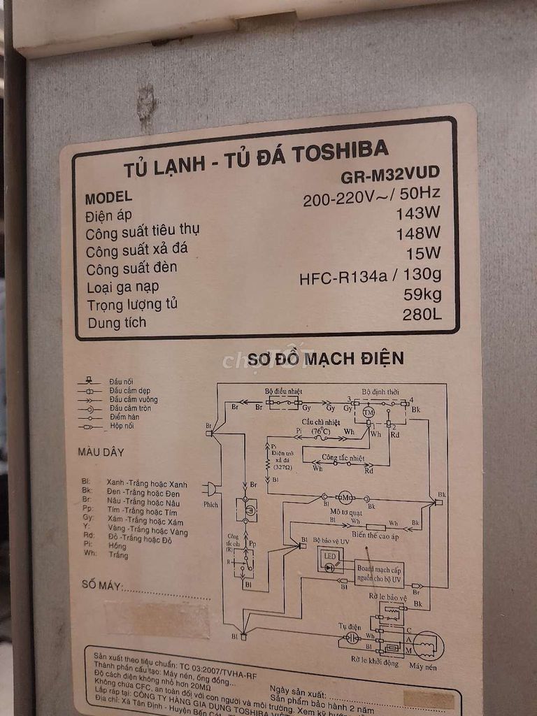 Bán tủ lạnh toshiba 280li