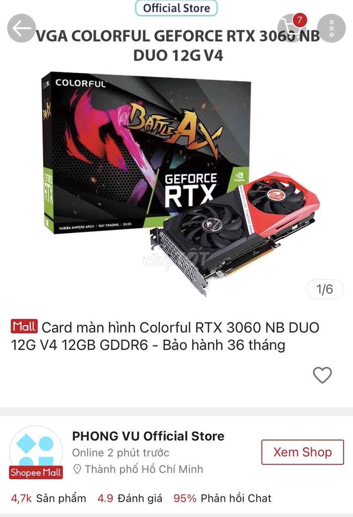 Card màn hình Colorful RTX 3060 NB DUO. Mua bán Linh kiện (RAM, Card...) tại Huyện Phú Hòa Phú Yên được đăng bởi Musha Oni hình 1