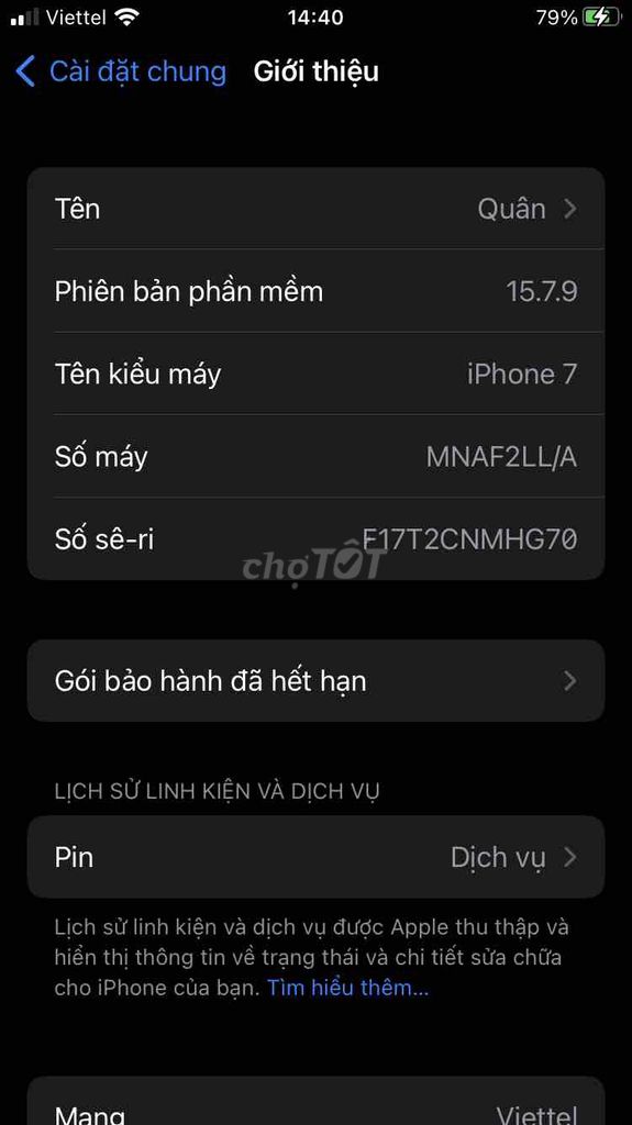 Apple iPhone 7 Đã thay pin, mất vân tay. Mua bán Điện thoại tại Huyện Ngọc Lặc Thanh Hóa được đăng bởi Phạm Hồng Quân hình 1