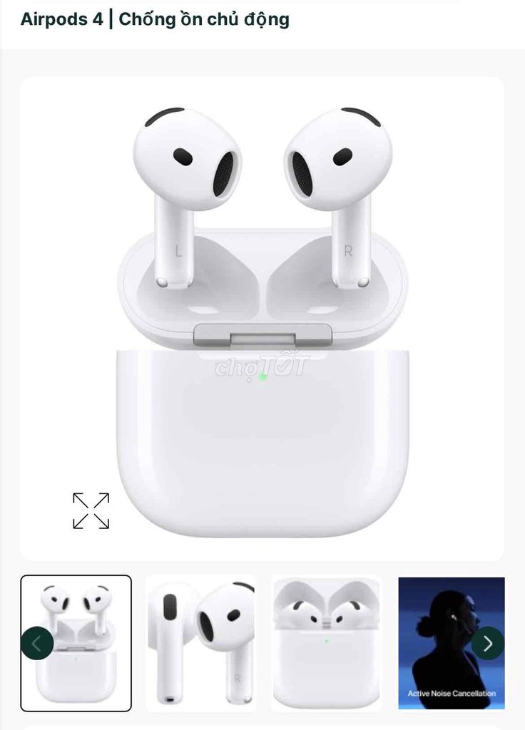 Tai nghe Bluetooth Apple AirPods 4 chống ồn chủ độ