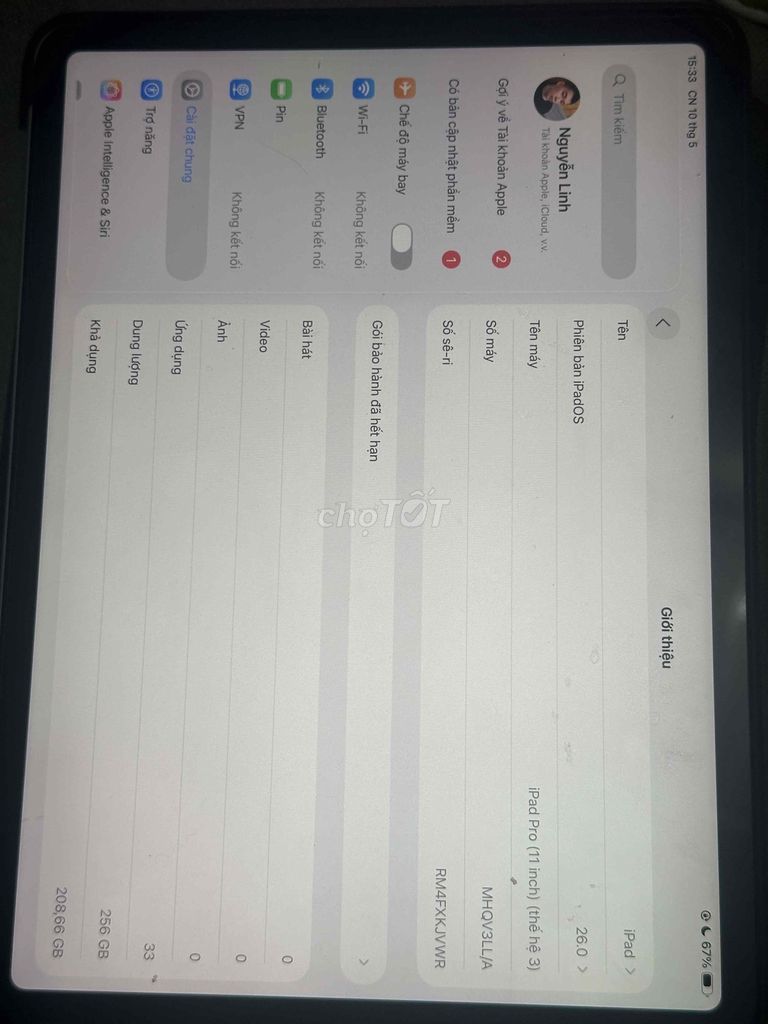 Apple iPad Pro M1 256GB Đen. Mua bán Máy tính bảng tại Huyện Hiệp Hòa Bắc Giang được đăng bởi Văn Linh hình 1