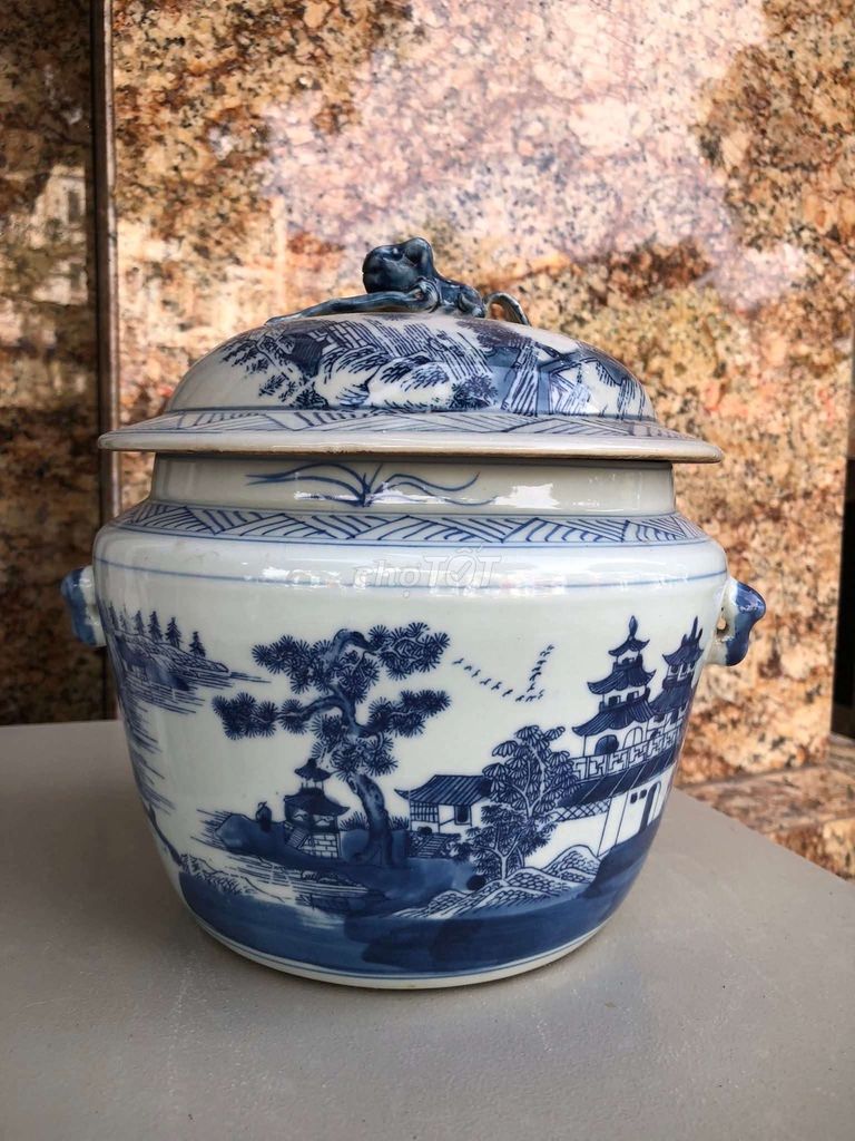 Thố gốm sứ phong cảnh cổ điển trắng xanh. Mua bán Đồ sưu tầm, đồ cổ tại Huyện Gia Lâm Hà Nội được đăng bởi Mr Gia Huy hình 1