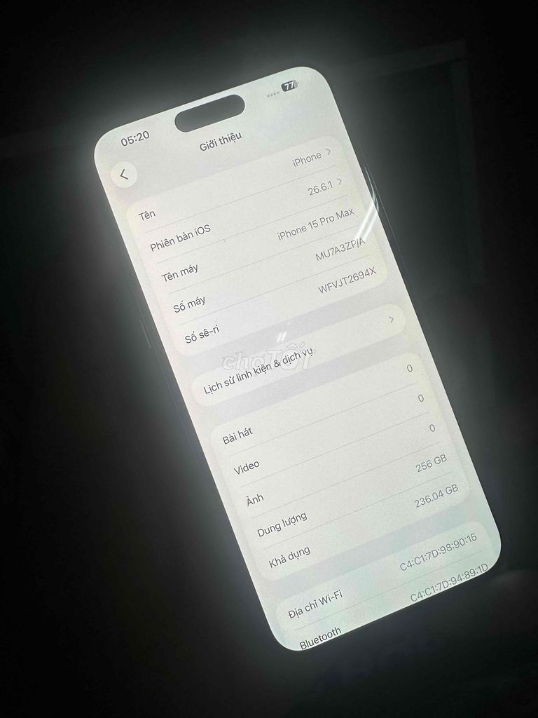 Apple iPhone 15 Pro Max 256GB Bạc Đã qua sử dụng. Mua bán Điện thoại tại Quận Bình Tân Tp Hồ Chí Minh được đăng bởi nguyễn sang  hình 1